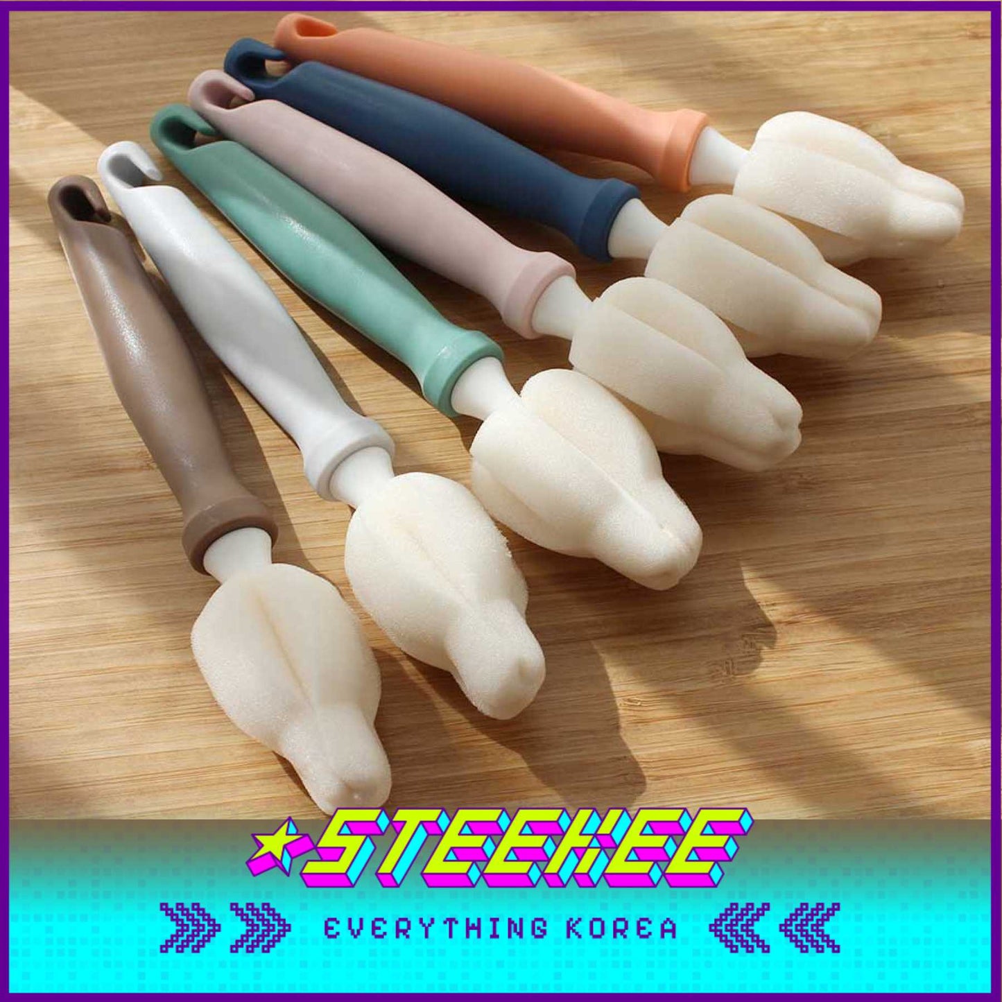 Hibee Mongle Long-Mini Brush Baby Bottle Cleaning Tools by Steekee Korea 4600