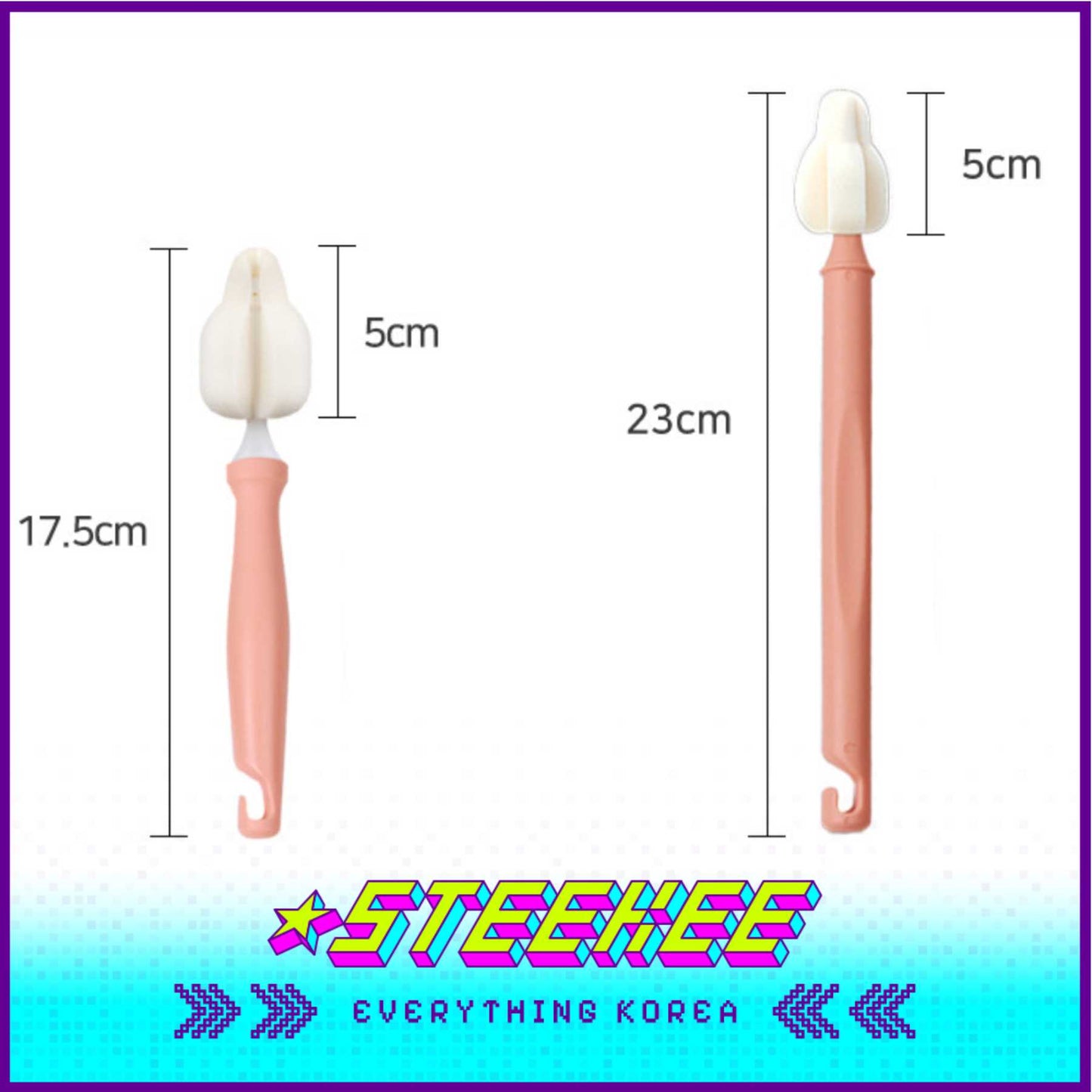 Hibee Mongle Long-Mini Brush Baby Bottle Cleaning Tools by Steekee Korea 4600