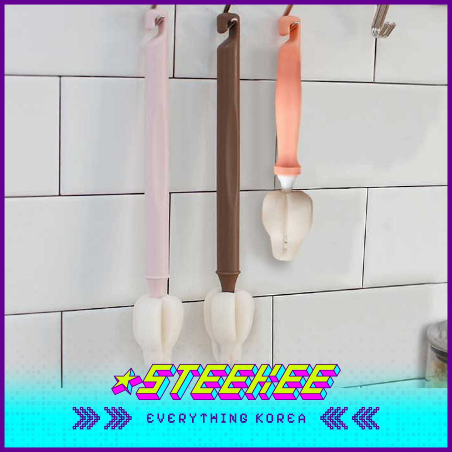 Hibee Mongle Long-Mini Brush Baby Bottle Cleaning Tools by Steekee Korea 4600