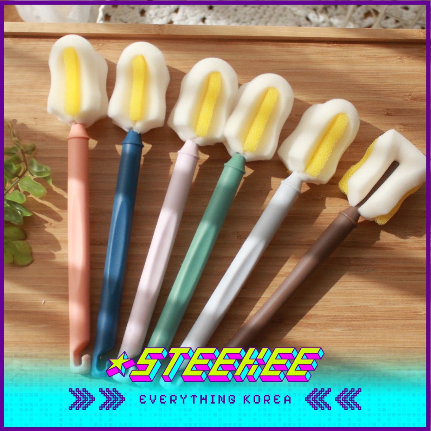 Hibee Long-Bubble Pro Brush Baby Bottle Cleaning Tools by Steekee Korea 4602