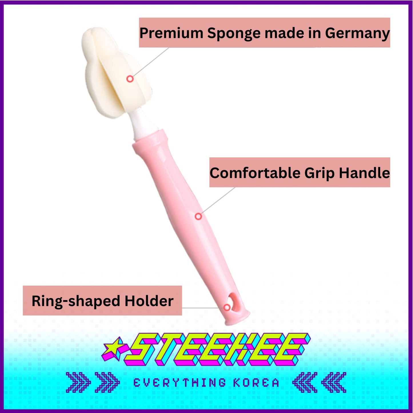 Hibee Filter-Foam Nipple Brush Baby Bottle Cleaning Tools by Steekee Korea 4603