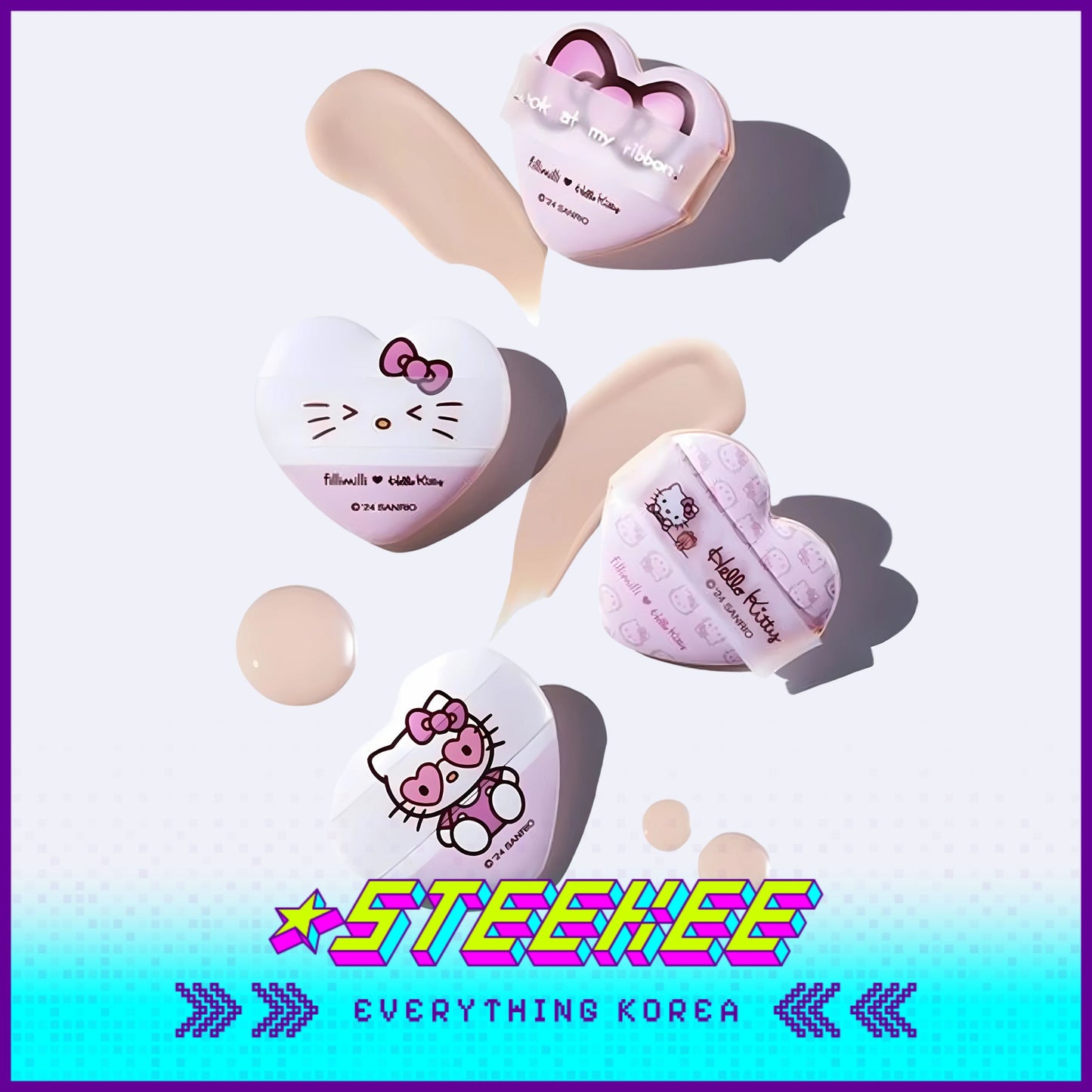 Hello Kitty X Fillimilli Heart Cushion Puff Set of 5 by Steekee Korea 2421