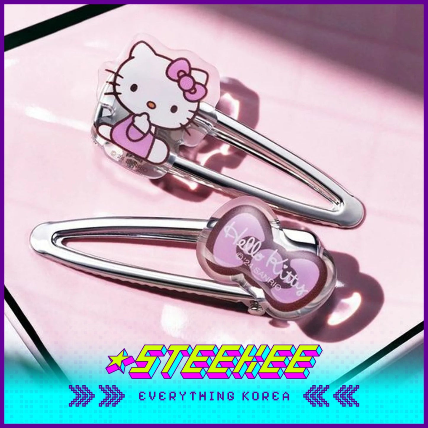 Hello Kitty X Fillimilli Makeup Silver Hair Accessories Pin Set of 4 by Steekee Korea 2422