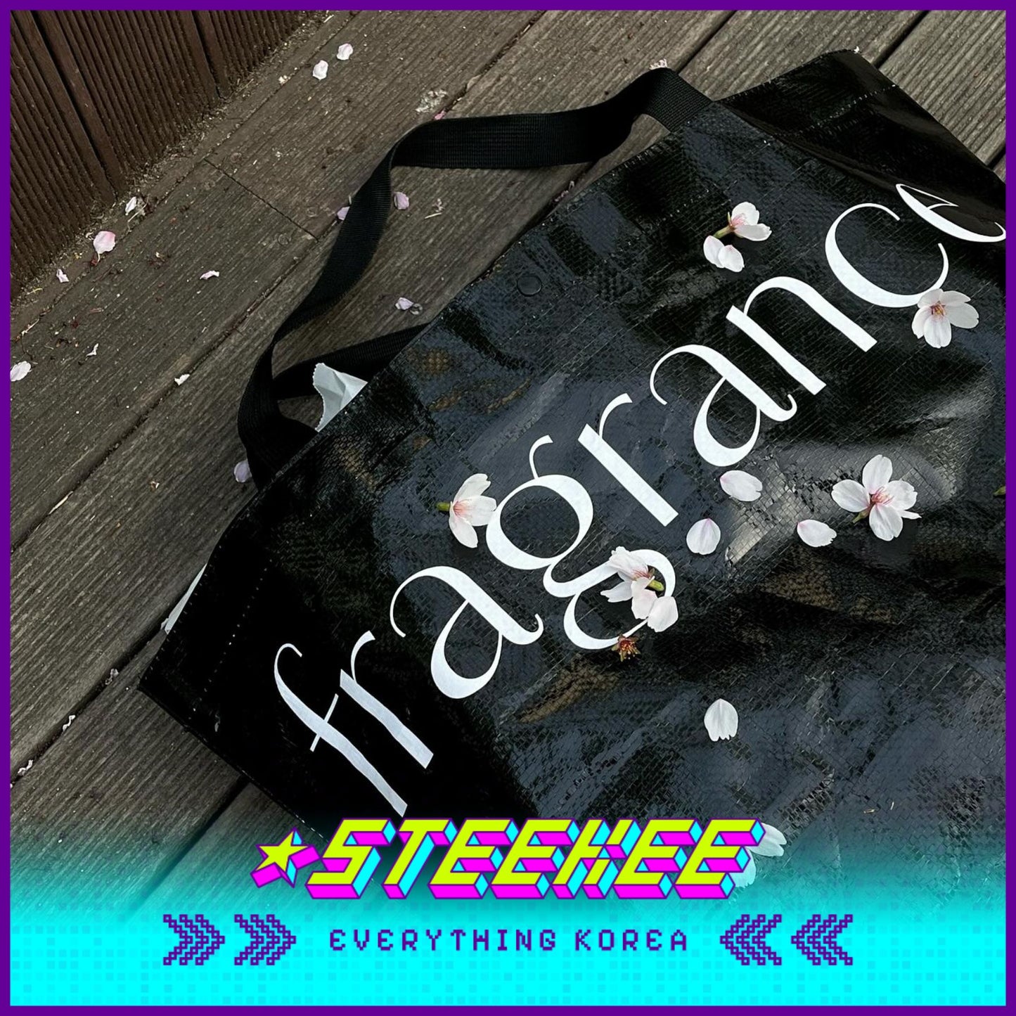 Hetras黑色可重复使用购物袋环保袋闪奇韩国3047