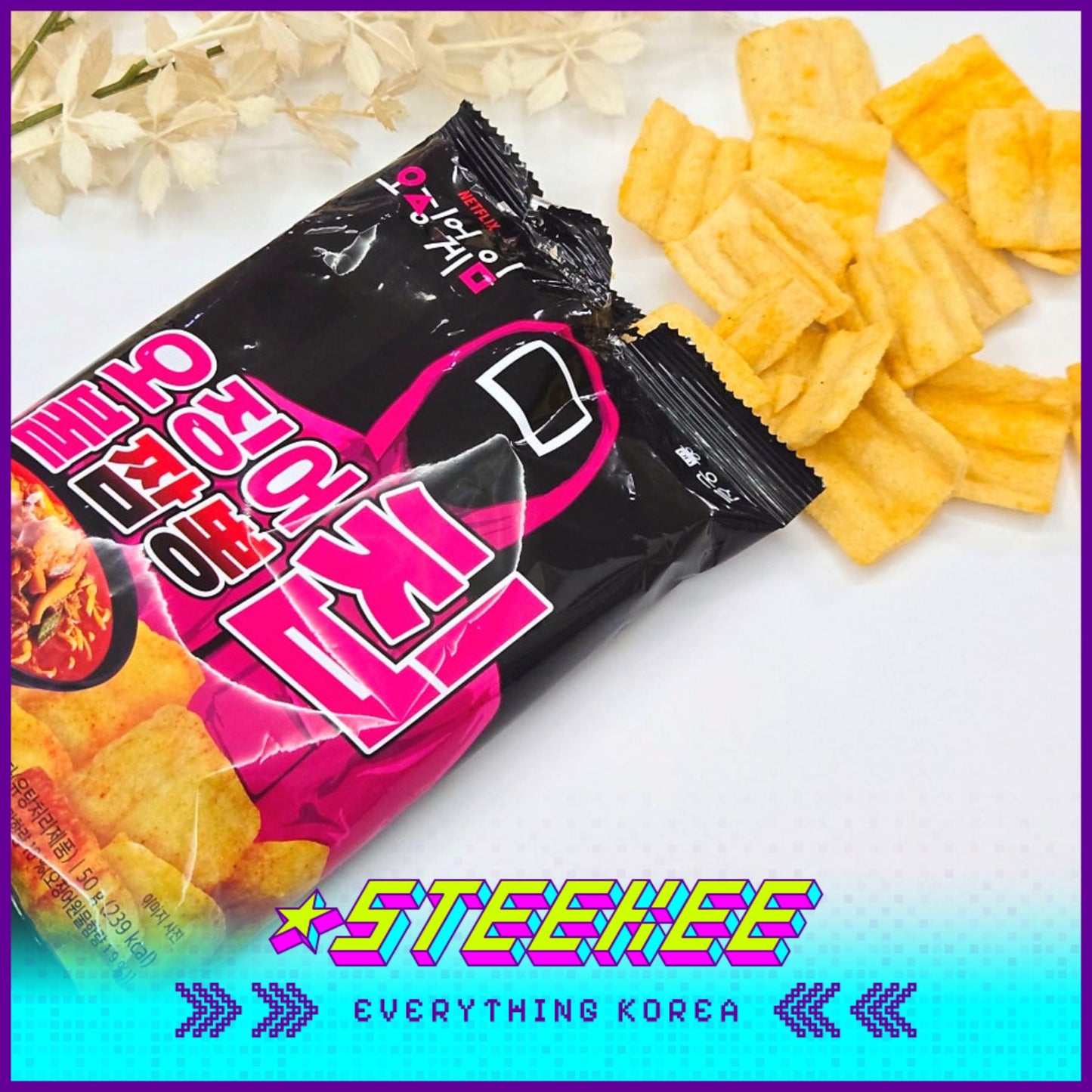 Netflix Squid Game Spicy Seafood Jjamppong Cheongyang Mayo Pepper Chips 50g by Steekee Korea 3033