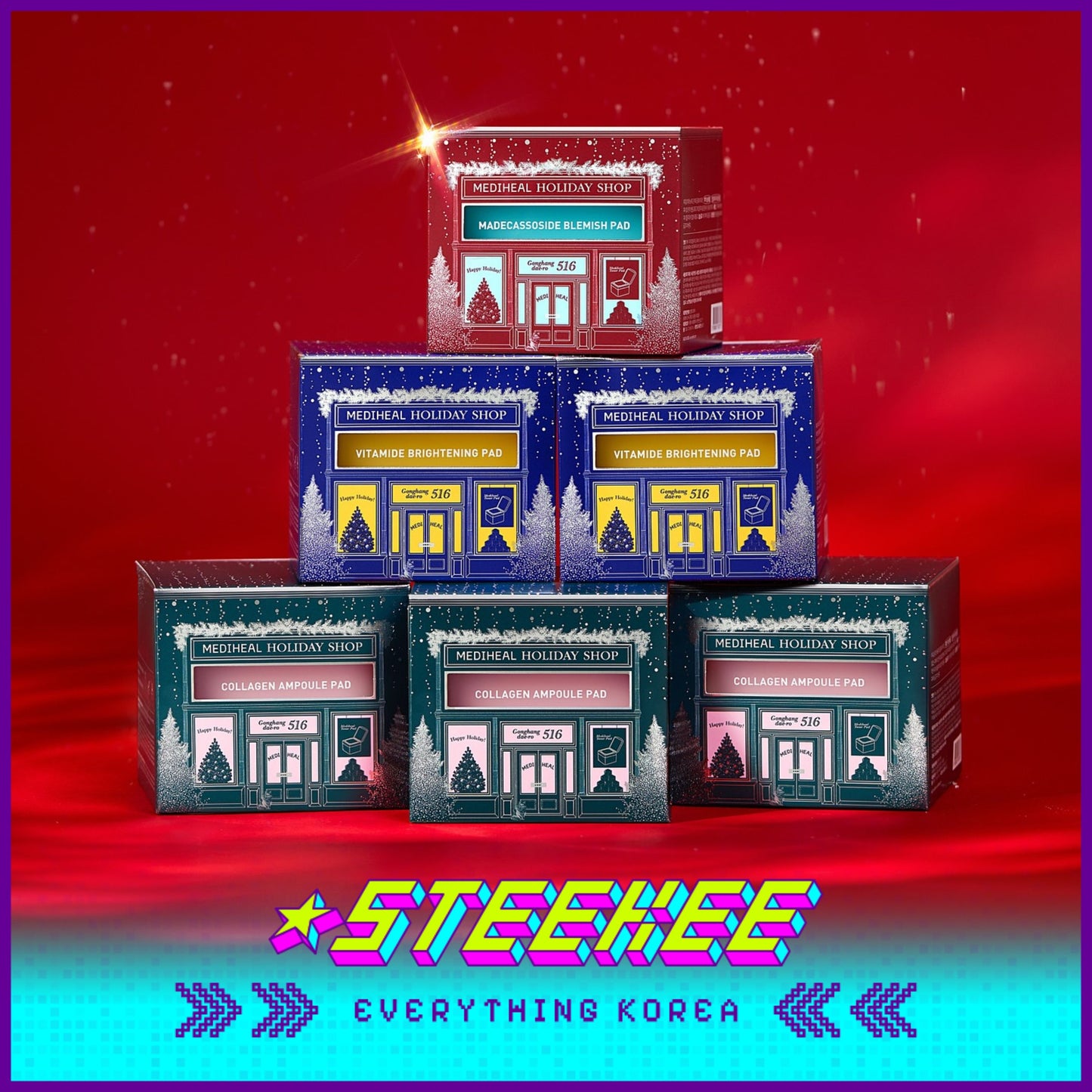 MEDIHEAL Holiday Edition Vitamin Brightening Collagen Toner Pads by Steekee Korea 2419