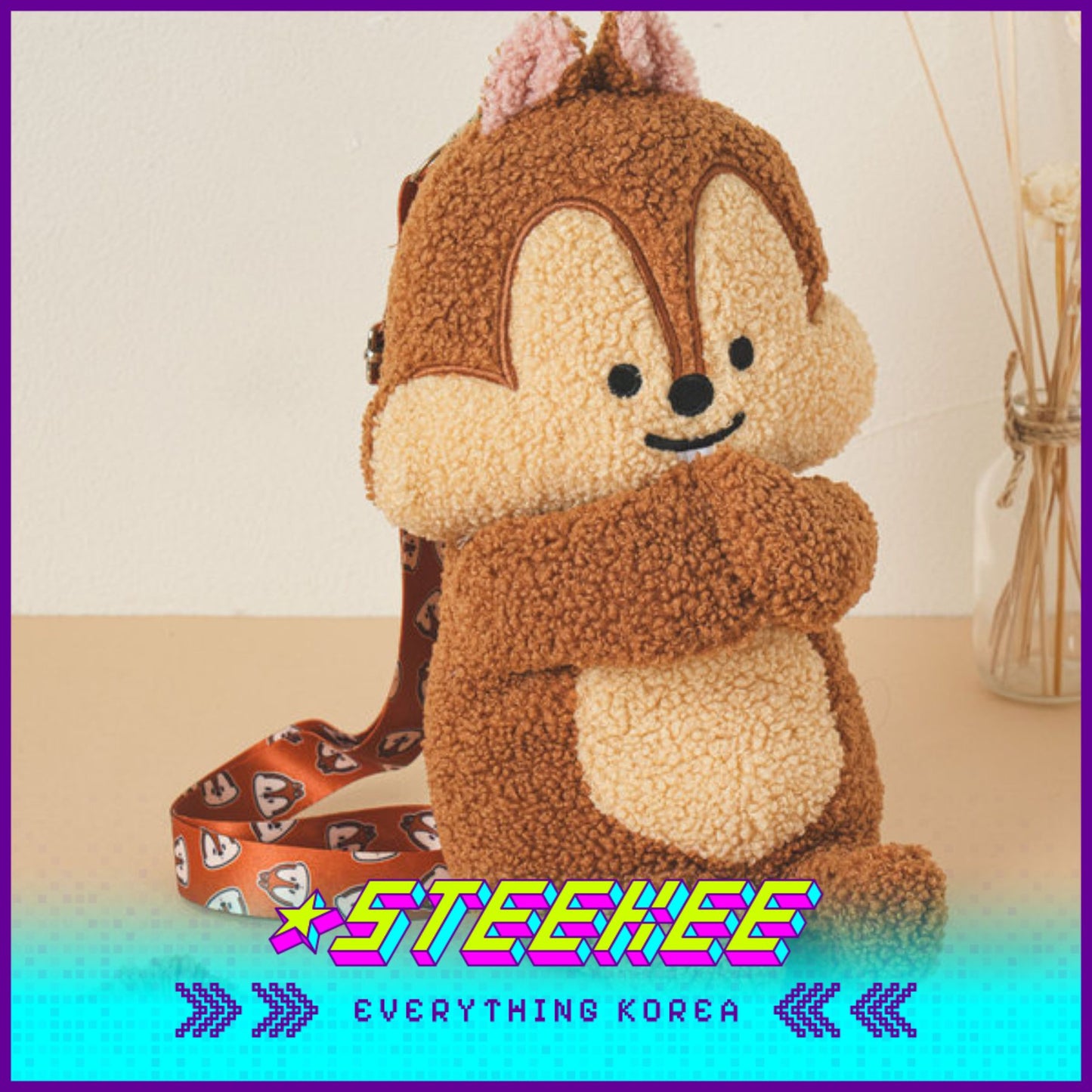 Daiso Disney Chip n Dale Crossbody Bag Kids Plush Toys by Steekee Korea 2990