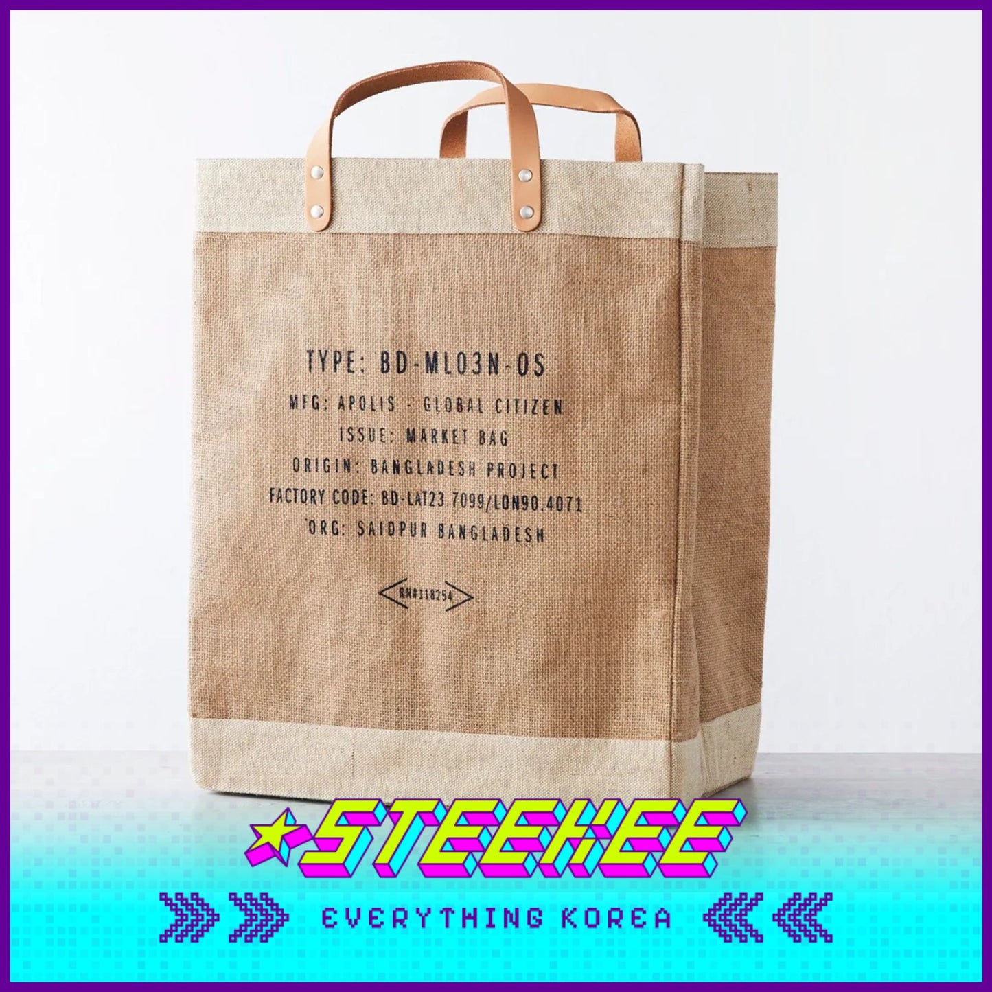 BLUE BOTTLE COFFEE X APOLIS Market Jute Bag Lunch Eco Bag by Steekee Korea 2395 