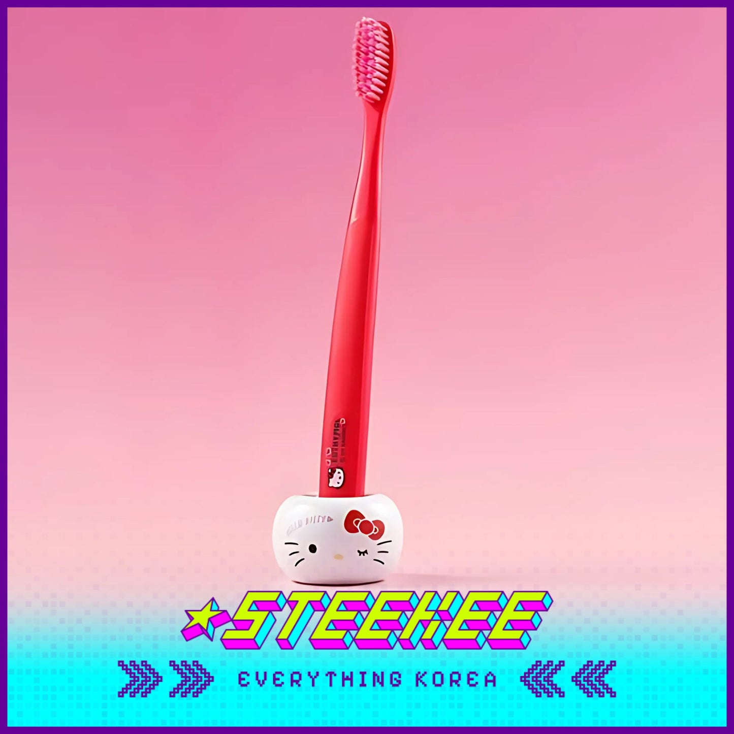 Hello Kitty X Euthymol Whitening Red Toothbrush Double Set with Holder by Steekee Korea 2425