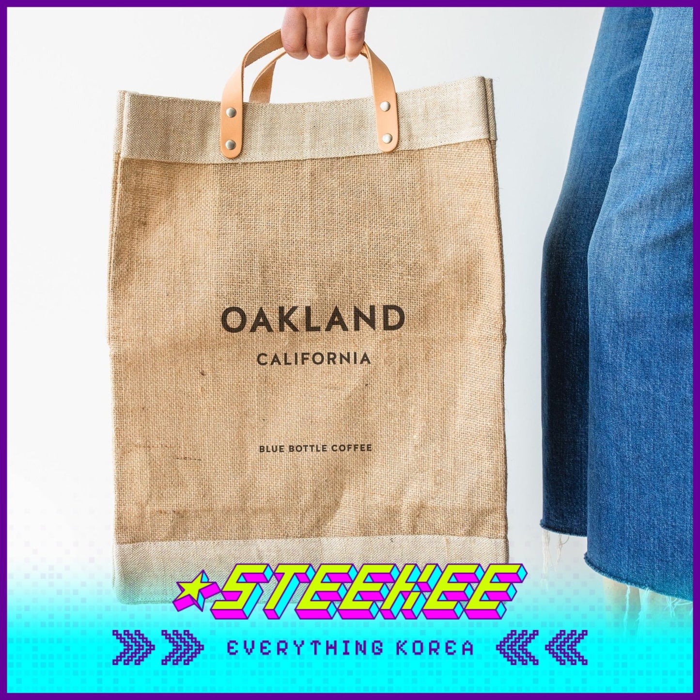 BLUE BOTTLE COFFEE X APOLIS Market Jute Bag Lunch Eco Bag by Steekee Korea 2395 