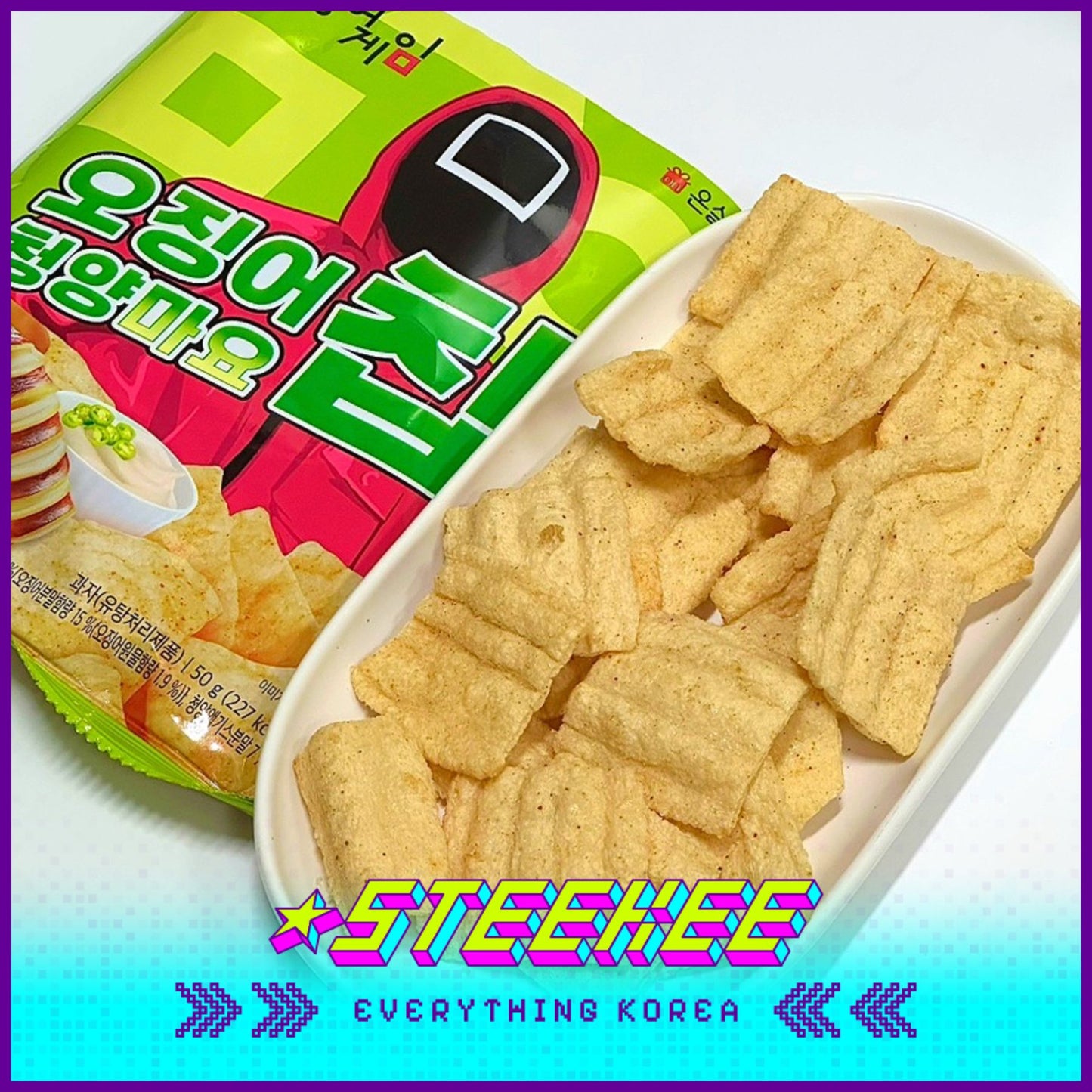 Netflix Squid Game Spicy Seafood Jjamppong Cheongyang Mayo Pepper Chips 50g by Steekee Korea 3033