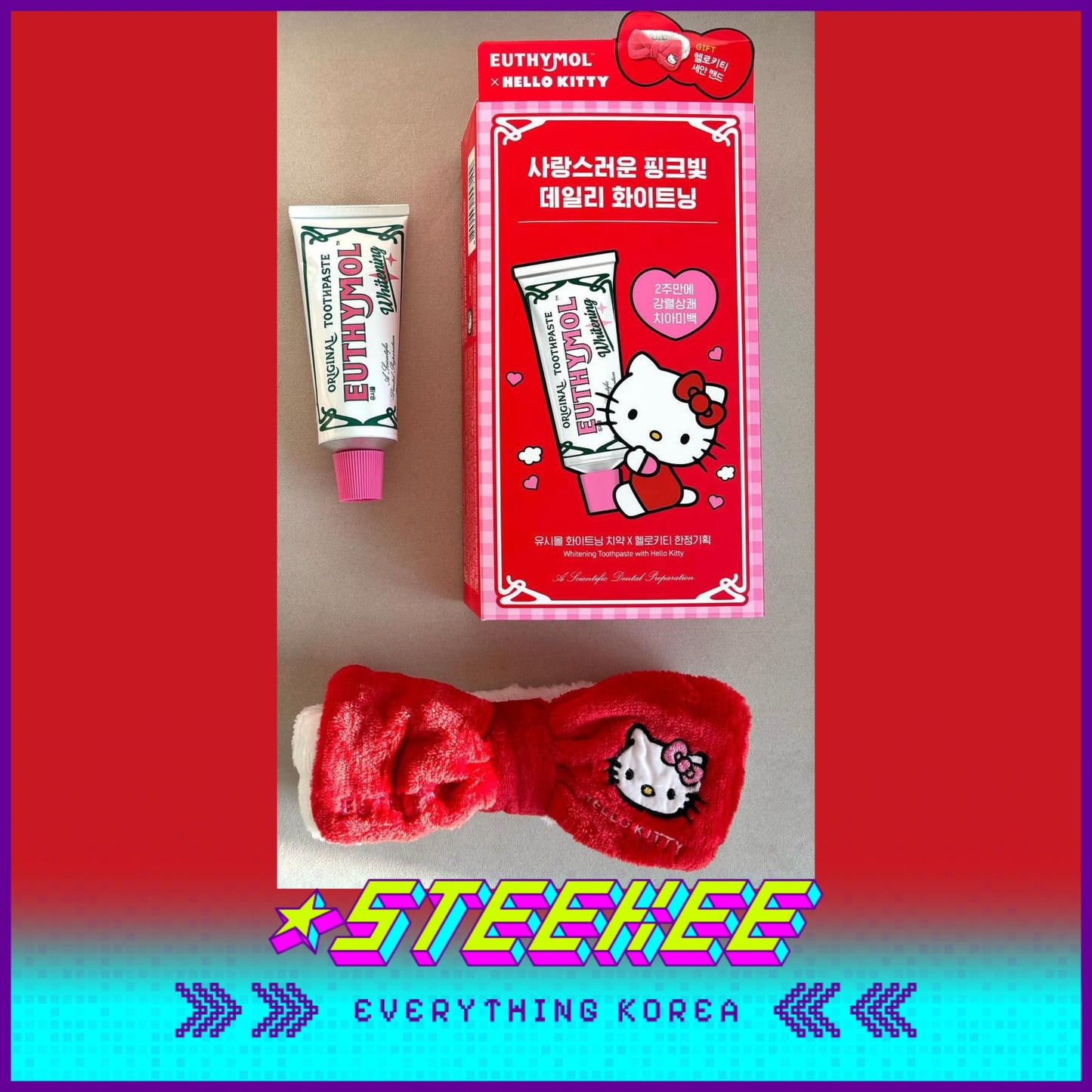 Hello Kitty X Euthymol Whitening Toothpaste 106g with Hairband by Steekee Korea 2426
