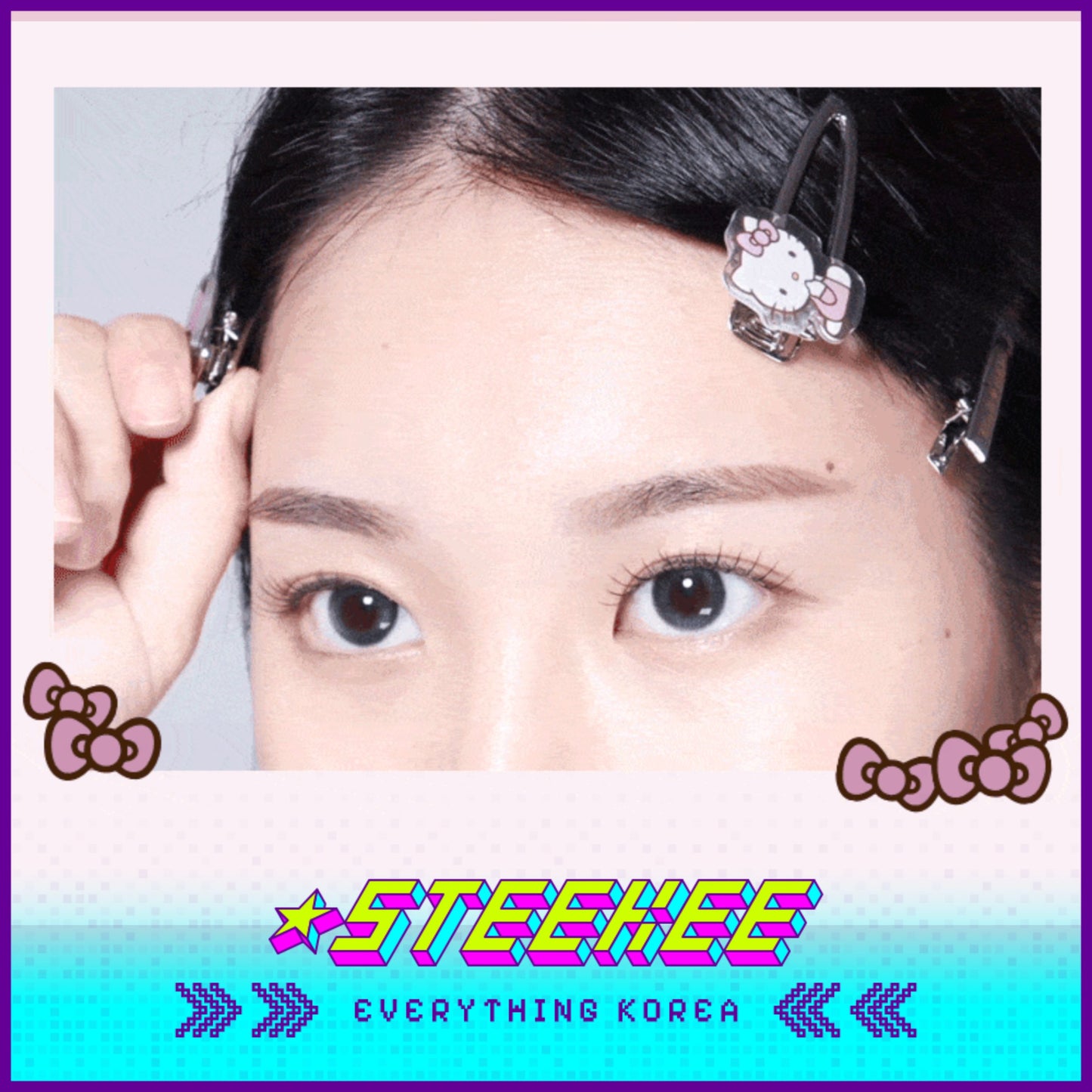 Hello Kitty X Fillimilli Makeup Silver Hair Accessories Pin Set of 4 by Steekee Korea 2422