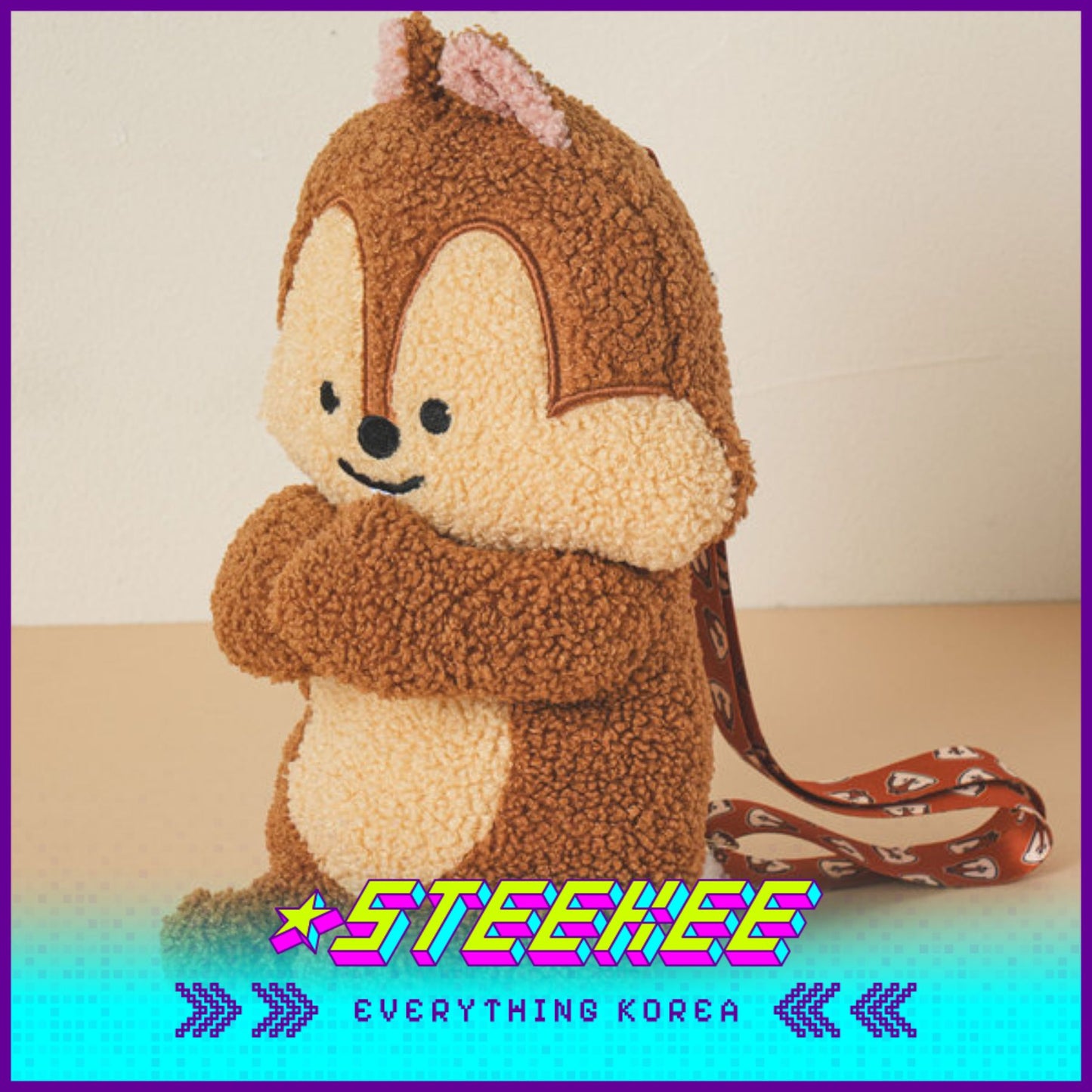 Daiso Disney Chip n Dale Crossbody Bag Kids Plush Toys by Steekee Korea 2990