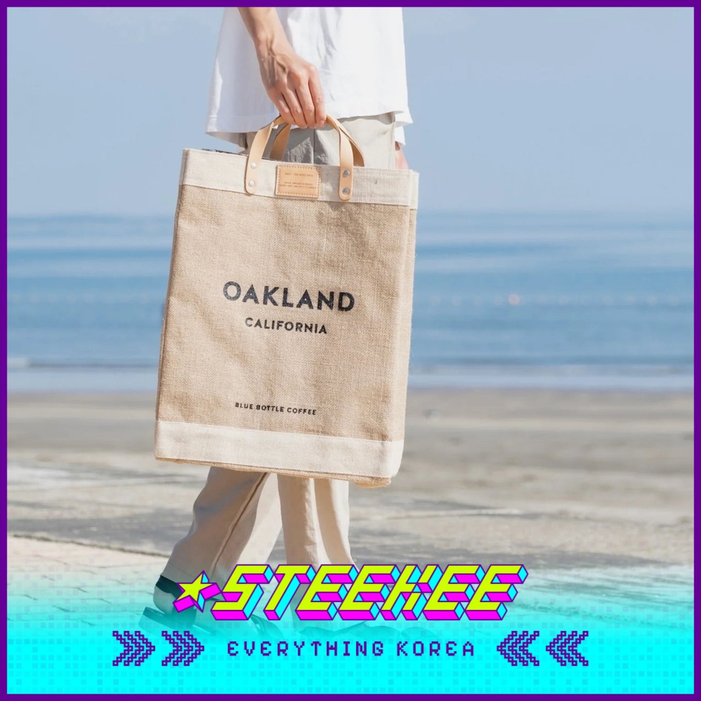 BLUE BOTTLE COFFEE X APOLIS Market Jute Bag Lunch Eco Bag by Steekee Korea 2395 