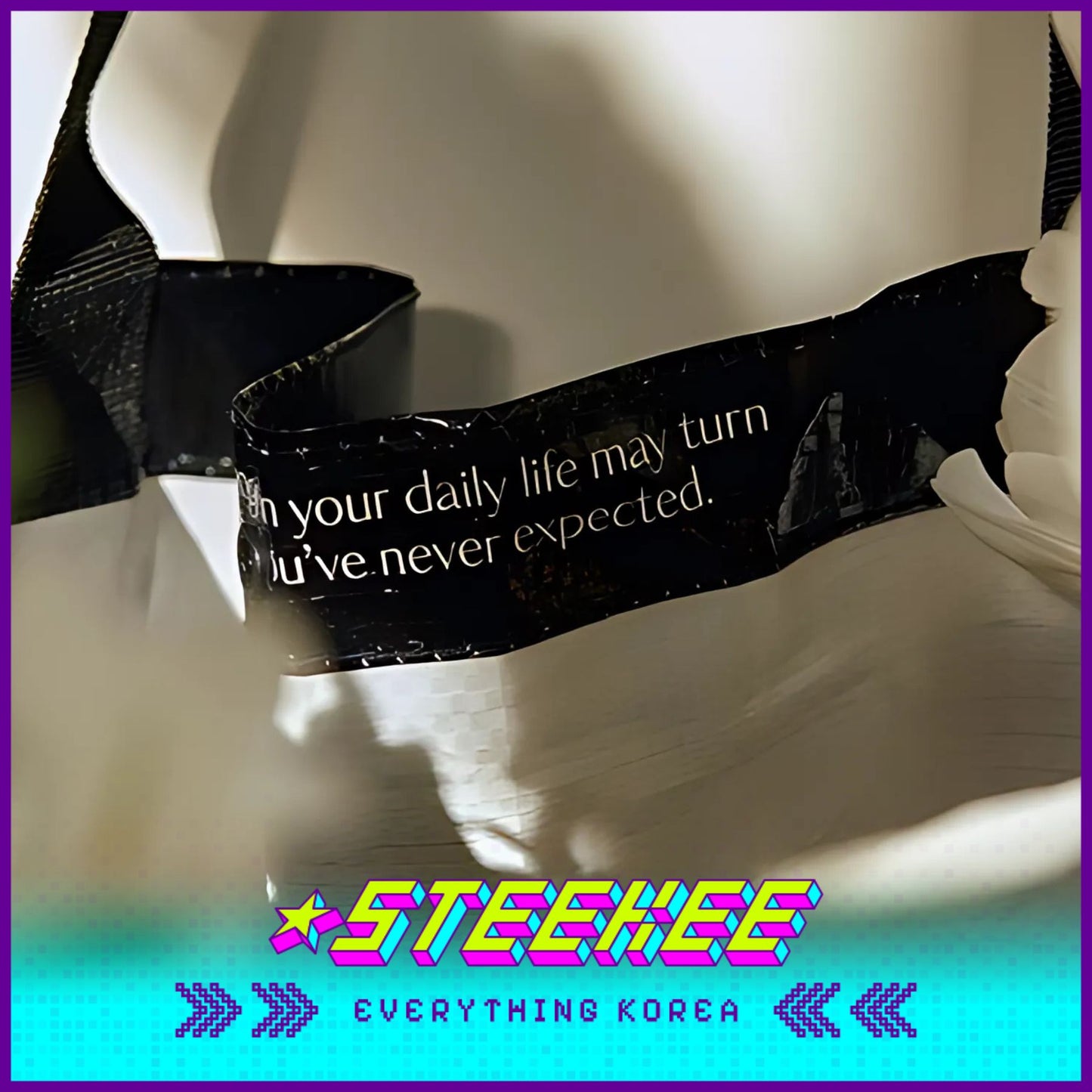 Hetras黑色可重复使用购物袋环保袋闪奇韩国3047