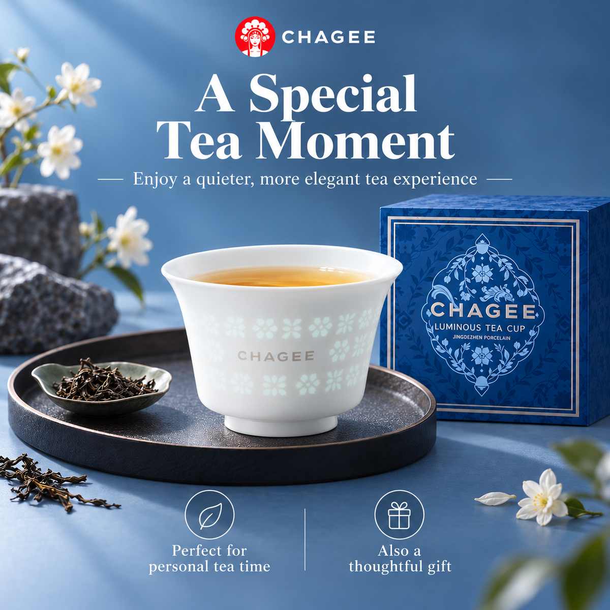 CHAGEE China Linglong Porcelain Tea Cup 150ml Gift Box