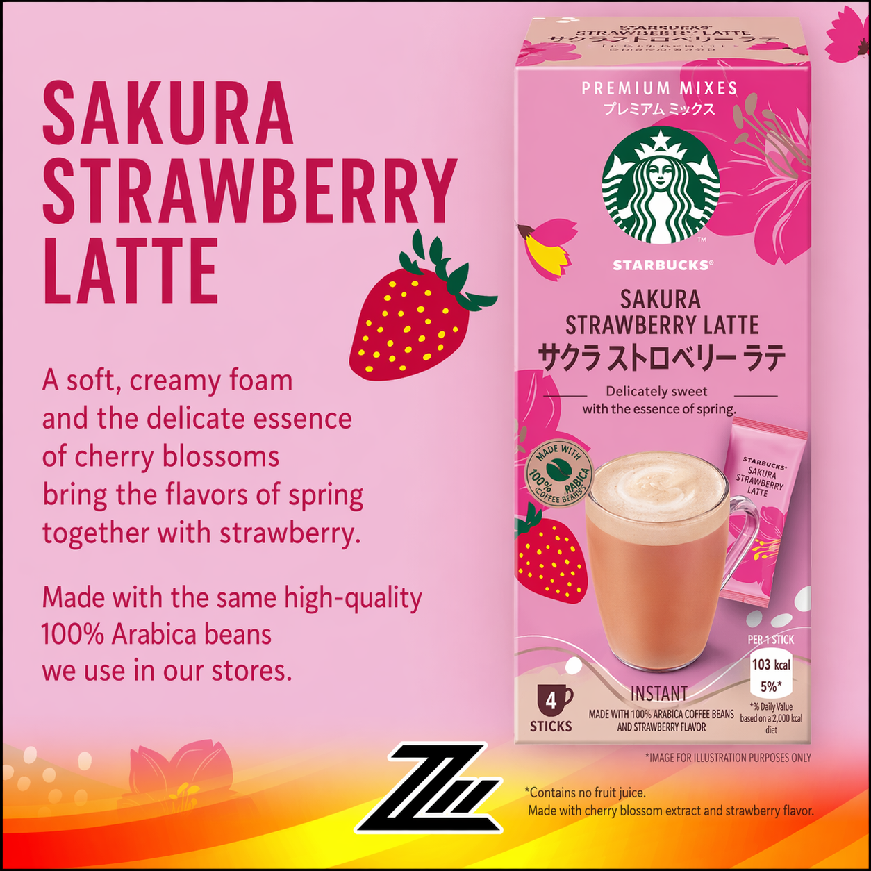 Starbucks Japan Cherry Blossom Sakura Strawberry Latte Premium Instant Coffee Mix
