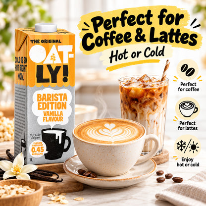 OATLY Barista Edition Flavoured Oat Drink 1L Popcorn Vanilla Caramel Vegan For Coffee Latte