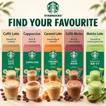 Starbucks Premium Instant Mixes Coffee 4 Sticks Caffè Latte Cappuccino Caramel Latte Caffè Mocha Matcha Latte