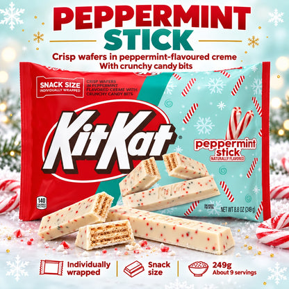 Kit Kat Christmas Snack Size Candy Peppermint Stick 249g Milk Chocolate Santas 250g