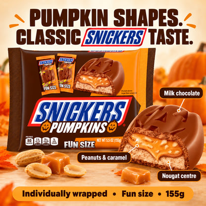 SNICKERS Halloween Treats Fun Size Chocolate Candy Pumpkin Shapes 155g Ghoulish Green 188g
