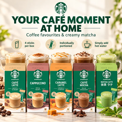 Starbucks Premium Instant Mixes Coffee 4 Sticks Caffè Latte Cappuccino Caramel Latte Caffè Mocha Matcha Latte