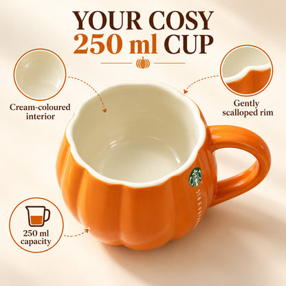Starbucks Pumpkin Mug 250ml Orange Halloween Coffee Ceramic Cup with Handle Autumn Gift