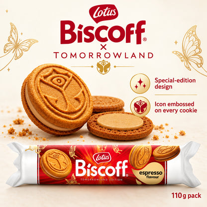 Lotus Biscoff Espresso Sandwich Cookies Biscuits Tomorrowland Special Edition 110g