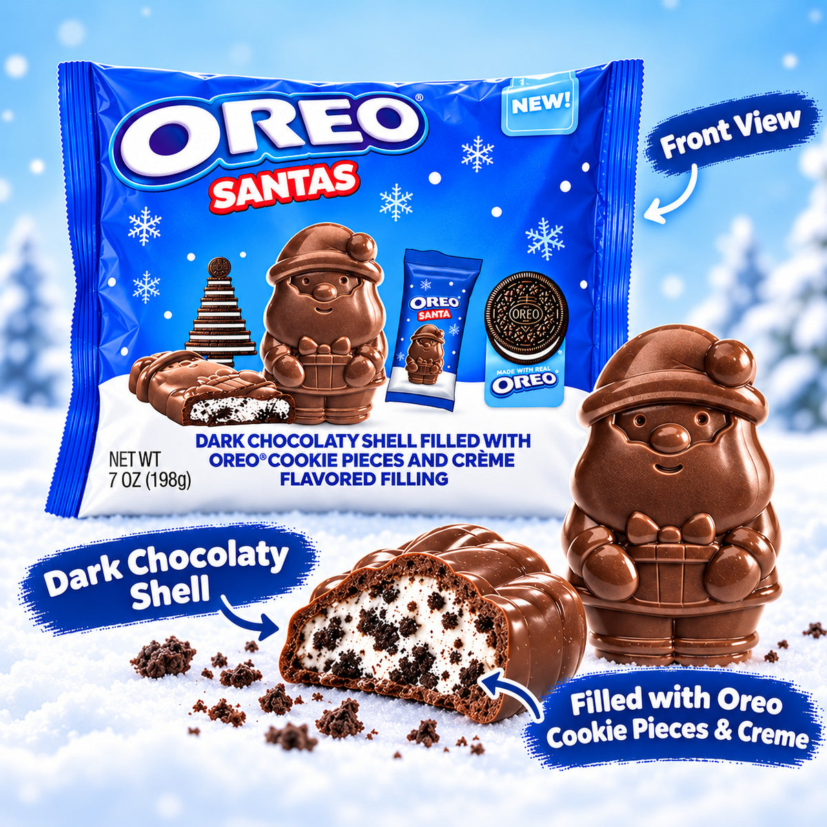 OREO Santas Creme Filled Chocolate 198g Christmas Edition Cookie Creme Biscuit USA