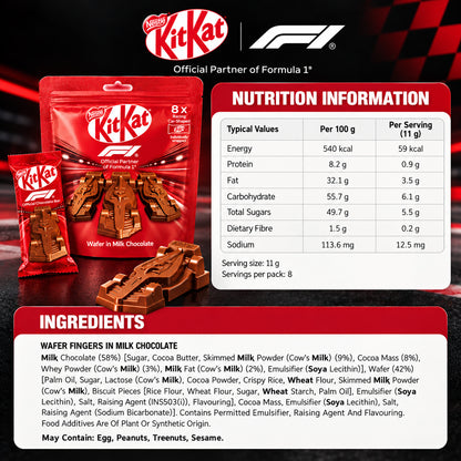 Nestle Kitkat F1 Racing Formula 1 Edition Car Shaped Milk Chocolate Bar Wafer Snack 8 Packs 88g