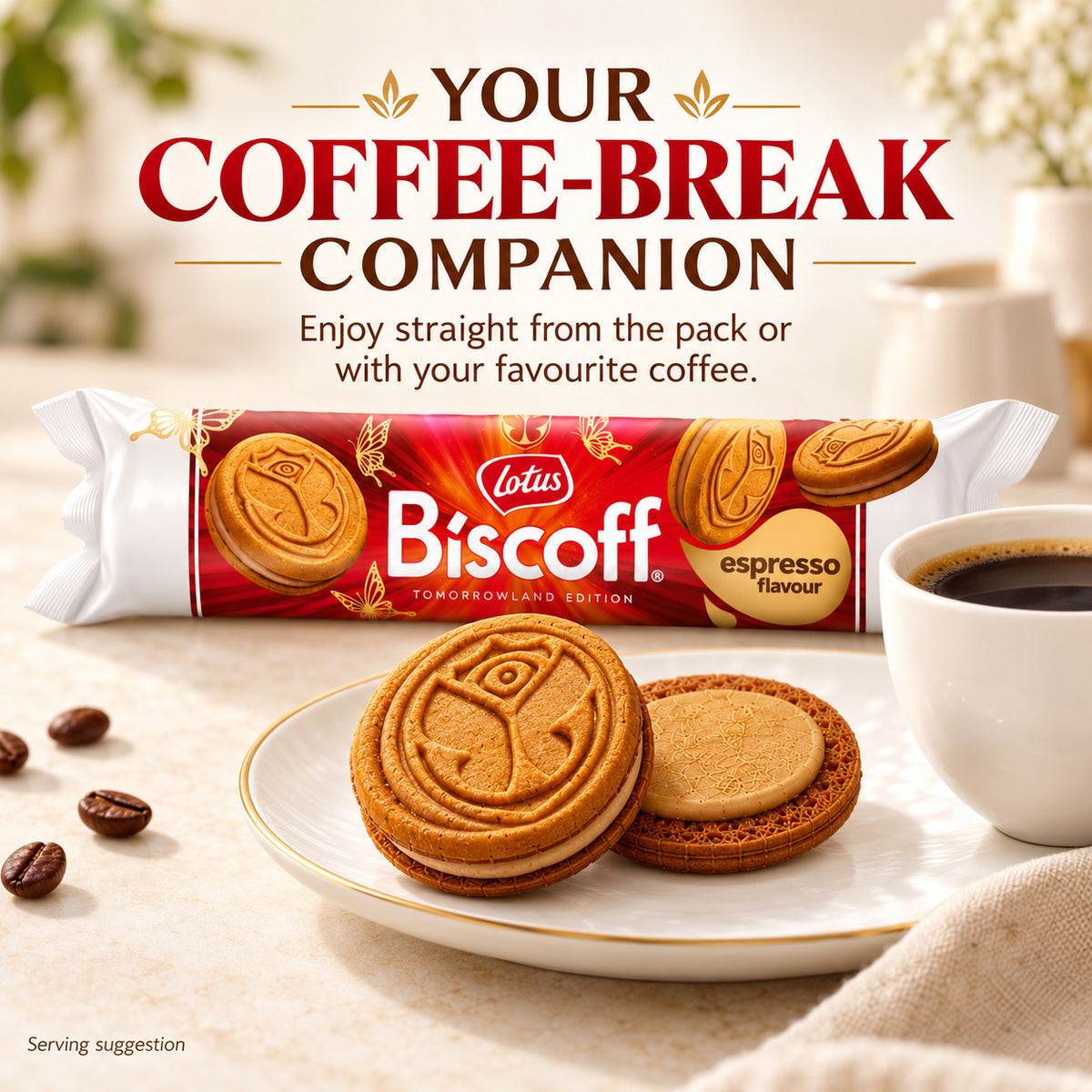 Lotus Biscoff Espresso Sandwich Cookies Biscuits Tomorrowland Special Edition 110g