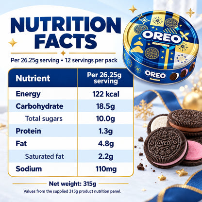 OREO Selections Assorted Christmas Cookies Gift Tin 315g Halal Vanilla Chocolate Strawberry Flavour