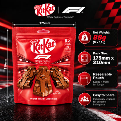 Nestle Kitkat F1 Racing Formula 1 Edition Car Shaped Milk Chocolate Bar Wafer Snack 8 Packs 88g