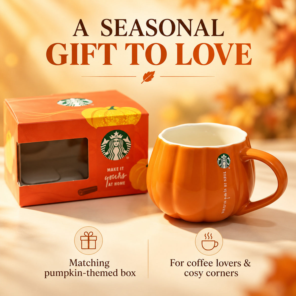 Starbucks Pumpkin Mug 250ml Orange Halloween Coffee Ceramic Cup with Handle Autumn Gift