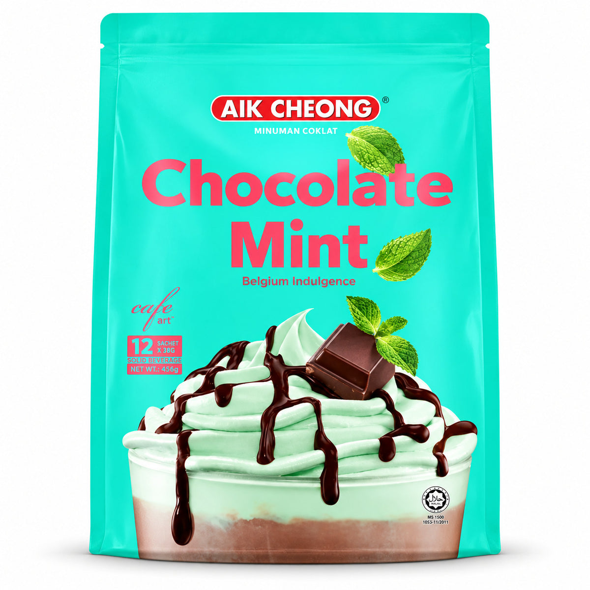 Aik Cheong Malaysia Café Art Chocolate Mint Instant Drink 456g 12 Sachets