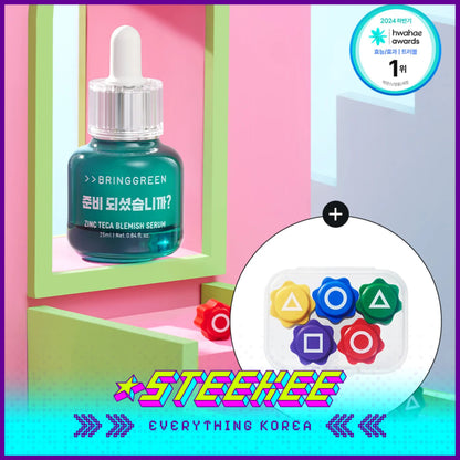 BRING GREEN X Netflix Squid Game Zinc Teca Blemish Serum Set 25ml with Refill Jackstones by Steekee Korea 2448