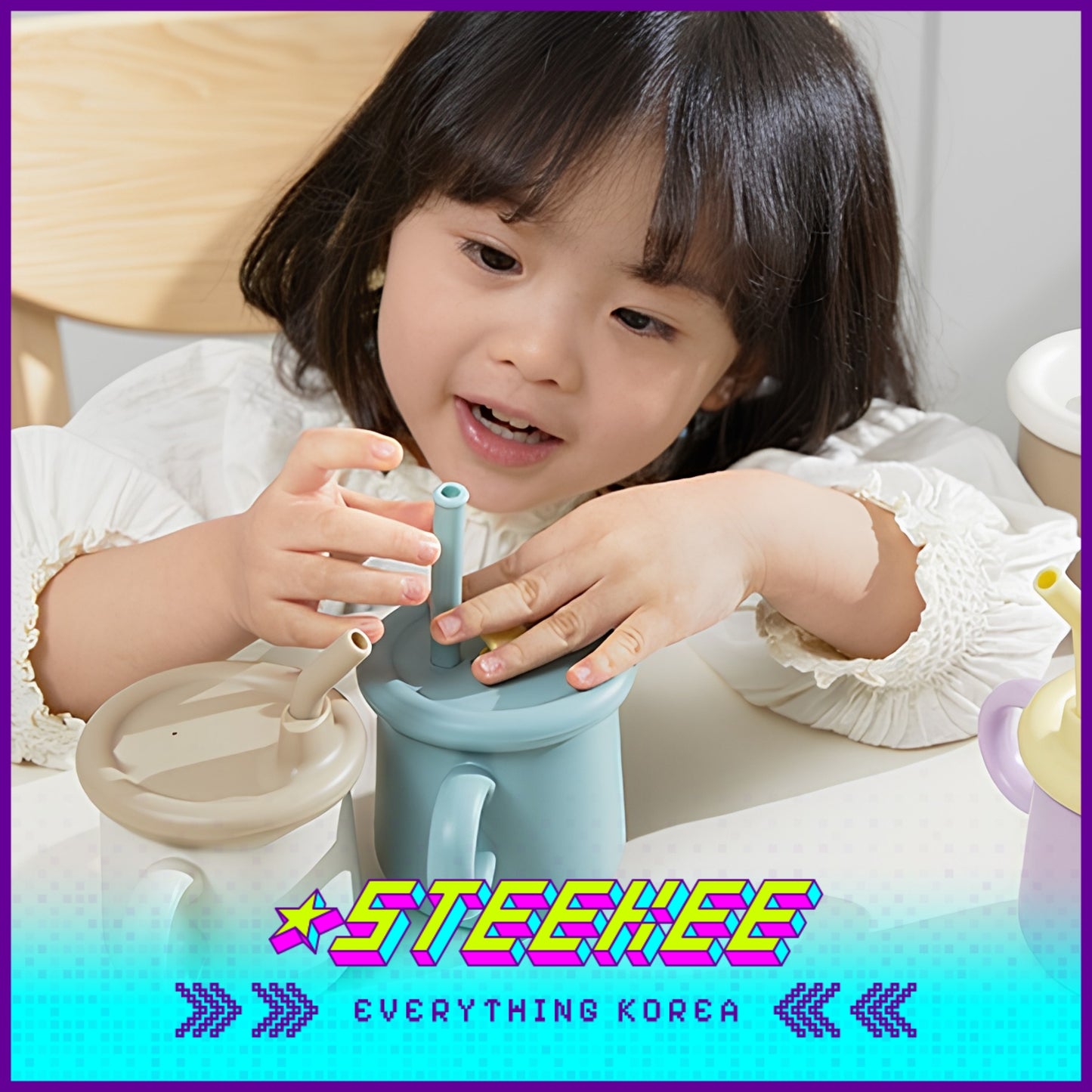 LocknLock Little Luv Silicone Straw Cup 200ml LBB016 by Steekee Korea 4540