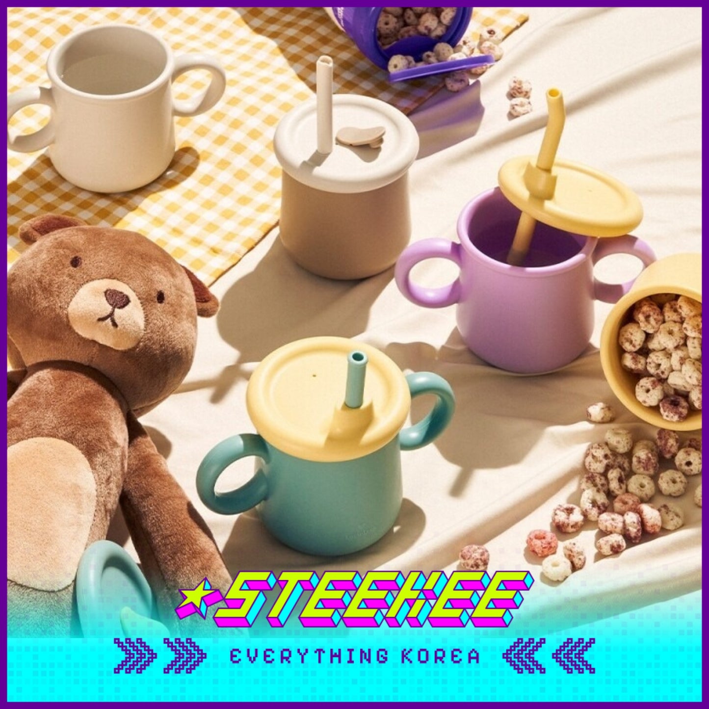 LocknLock Little Luv Silicone Straw Cup 200ml LBB016 by Steekee Korea 4540