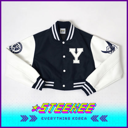 Yonsei University Signature Lightweight Crop Baseball Jumper by Steekee Korea 1996