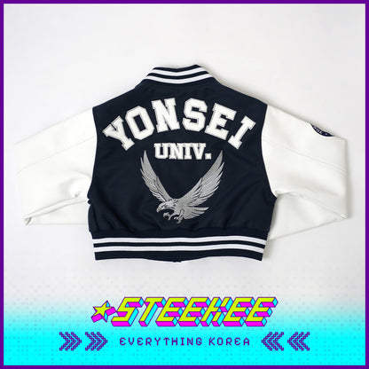 Yonsei University Signature Lightweight Crop Baseball Jumper by Steekee Korea 1996