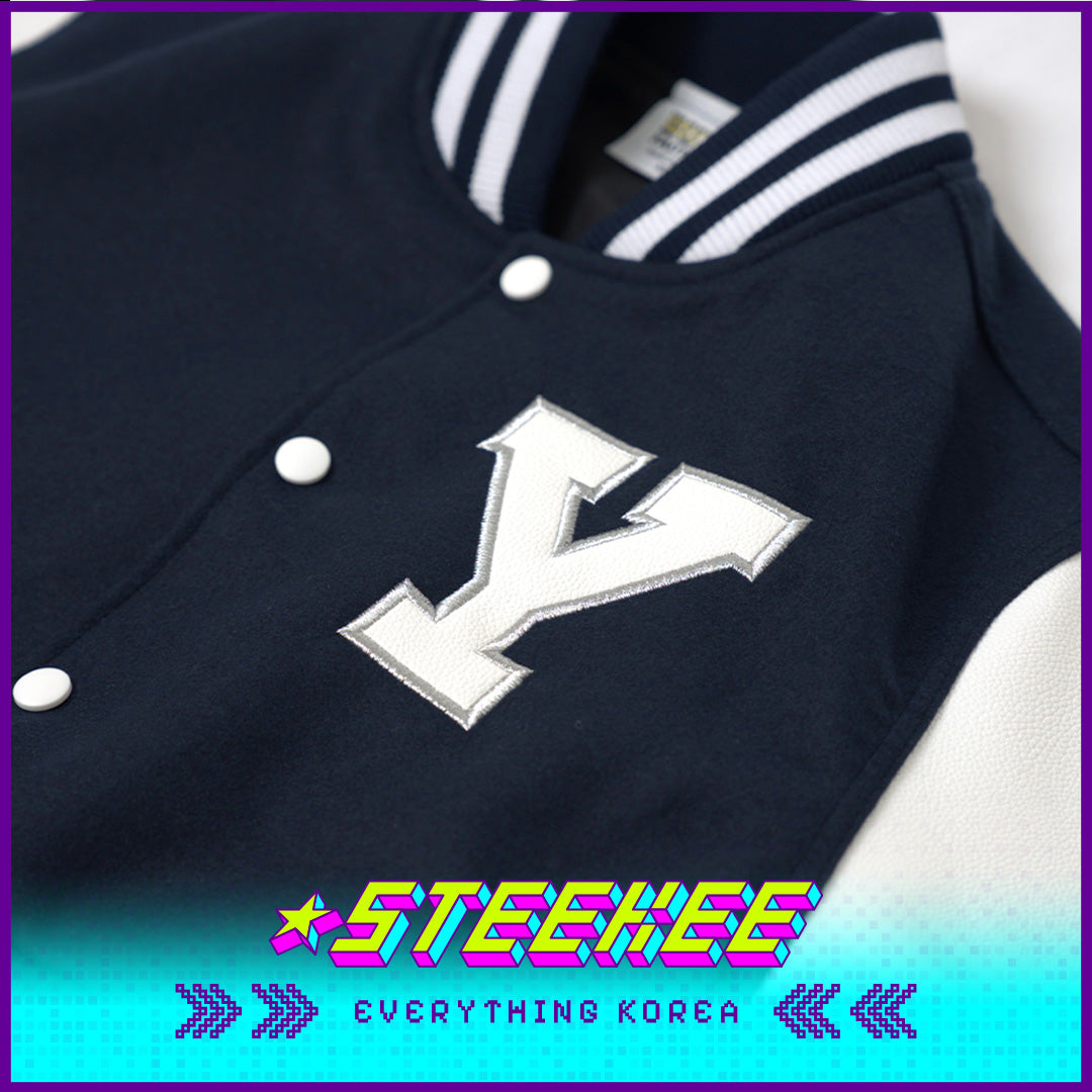 Yonsei University Signature Lightweight Crop Baseball Jumper by Steekee Korea 1996