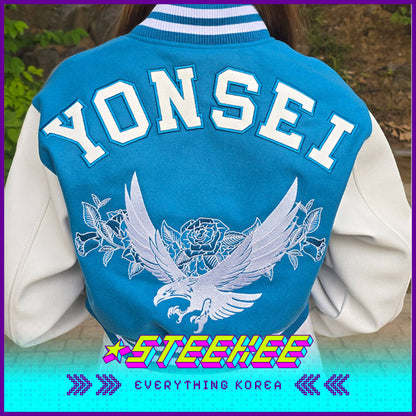 Yonsei University Signature Lightweight Crop Baseball Jumper by Steekee Korea 1996