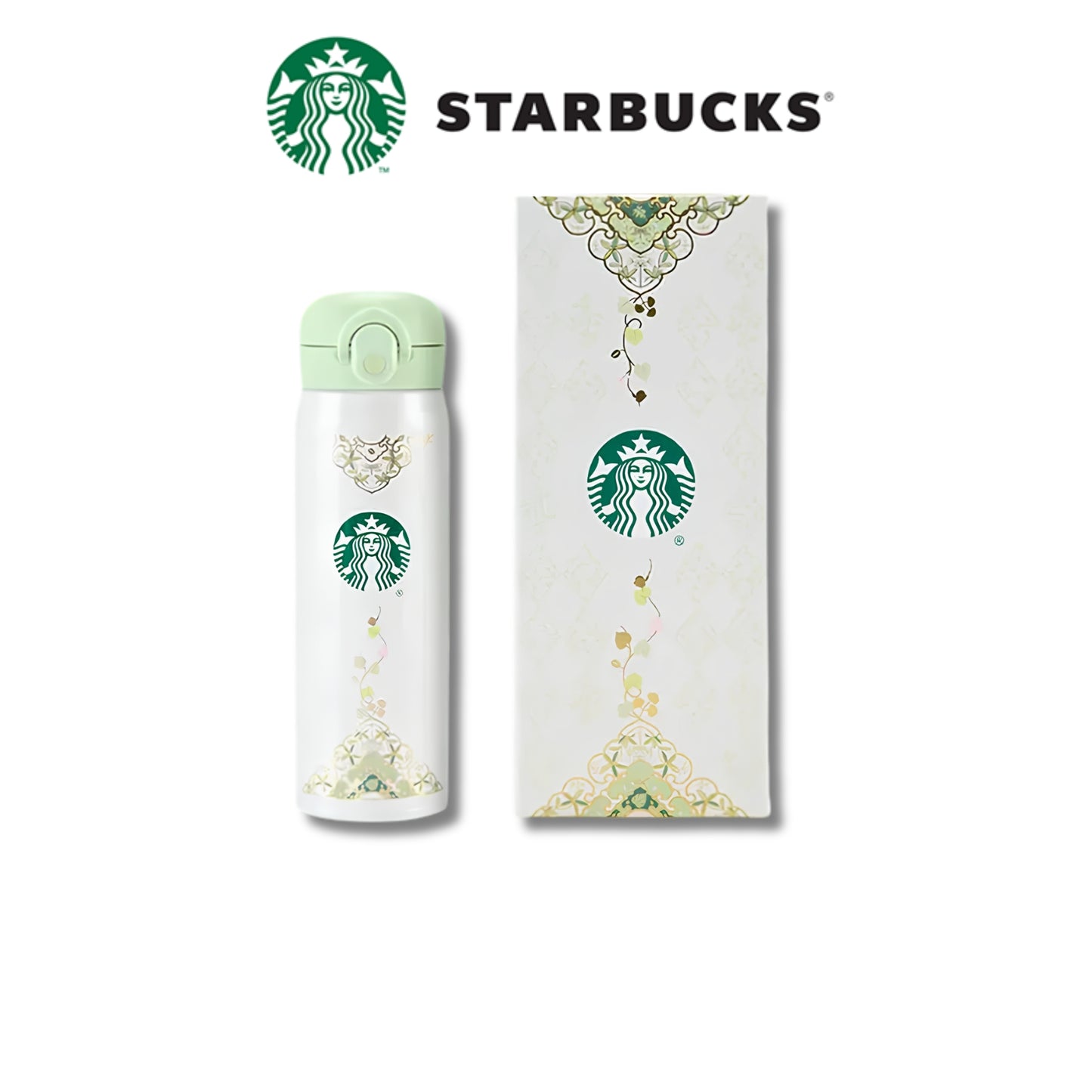 Starbucks China 2026 Spring Botanical Blessings SS Thermos Tumbler 500ml - Stainless Steel Bottle with Lid
