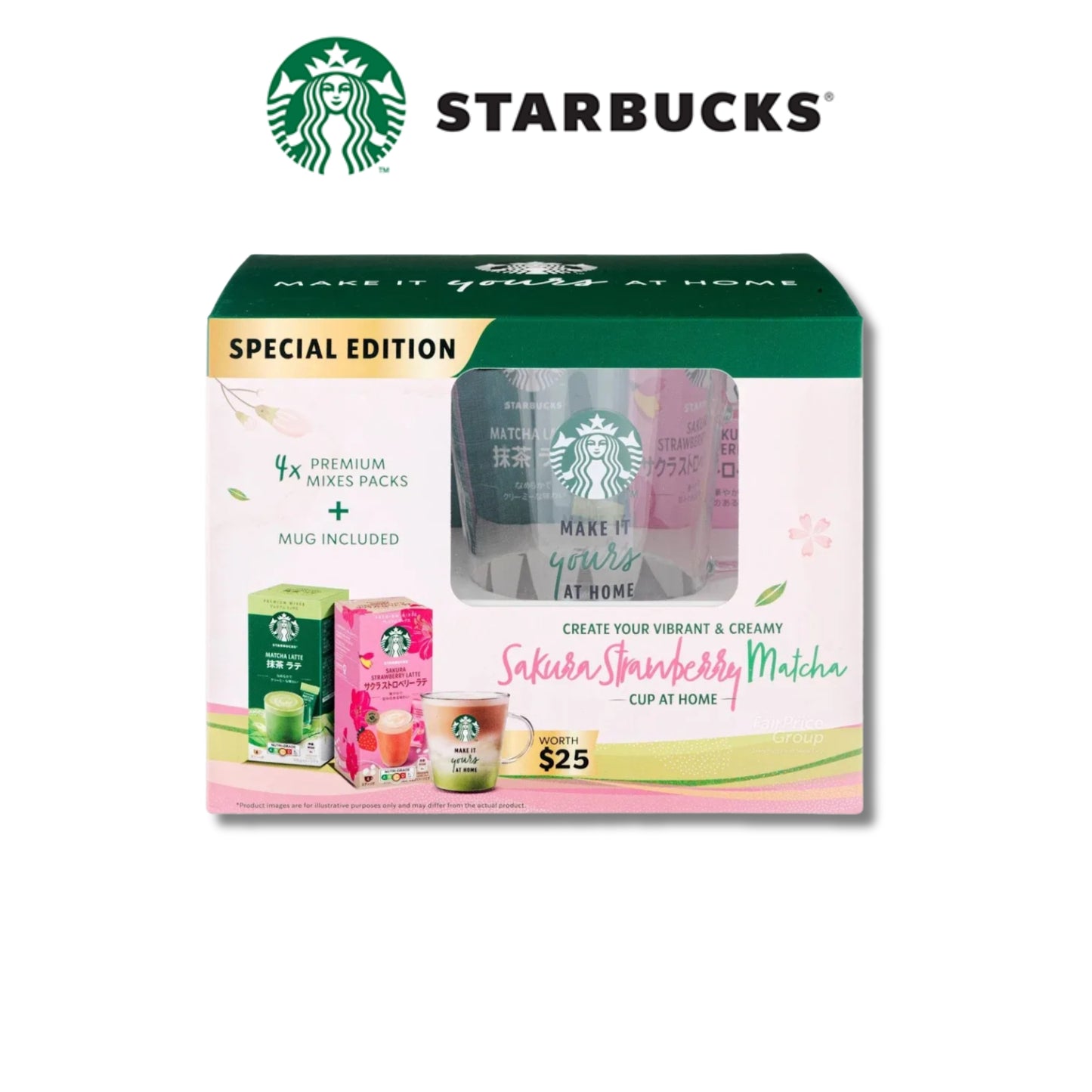 Starbucks Premium Mixes Matcha Latte & Sakura Strawberry Latte Free Mug