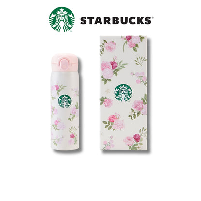 Starbucks China 2026 Kaleidoscope Rose Garden SS Thermos Tumbler 500ml – Pink Floral Bottle with Lid