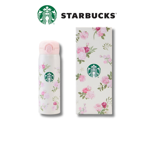 Starbucks China 2026 Kaleidoscope Rose Garden SS Thermos Tumbler 500ml – Pink Floral Bottle with Lid