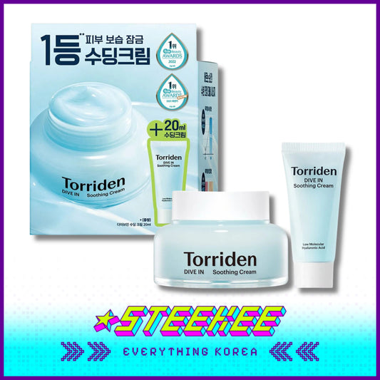 Torriden Dive-In Hydration Soothing Cream Special Set 100ml with Travel Size 20ml by Steekee Korea 2428