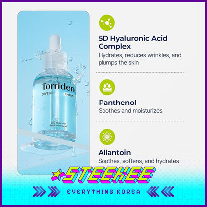 Torriden Dive-In Hydrating Moisturizing Serum 50ml with Refill Pack 50ml by Steekee Korea 2429