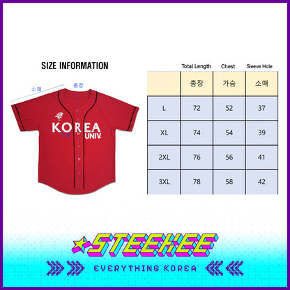 Korea University Red Baseball Jersey by Steekee Korea 2536